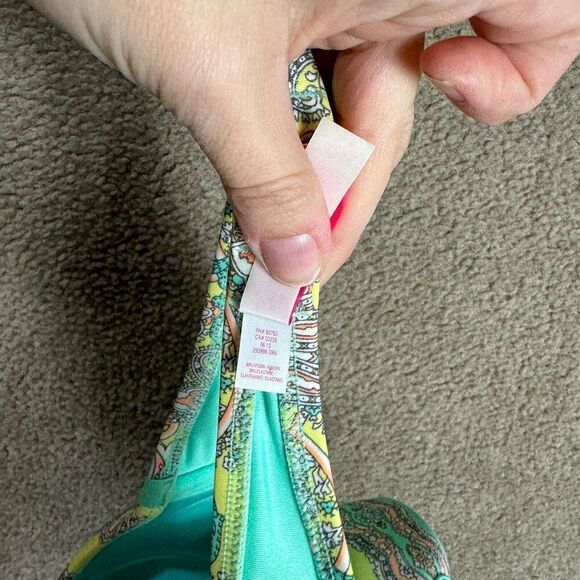 Victoria's Secret Swimsuit Push Up Bkini Top 36B Yellow Paisley Halter Neck - Picture 8 of 9